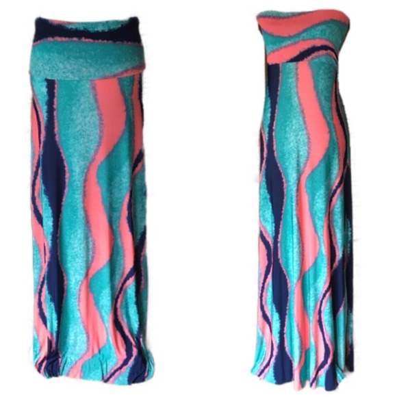 Uptow Dresses & Skirts - Fold Over Waist Maxi Skirt Bandeau Palazzo Dress